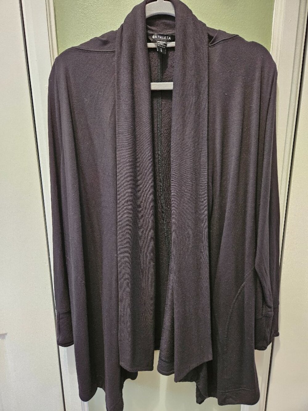 Athleta Pranayama Restore Wrap Black Large L Open Cardigan Shirt Top Athleisure